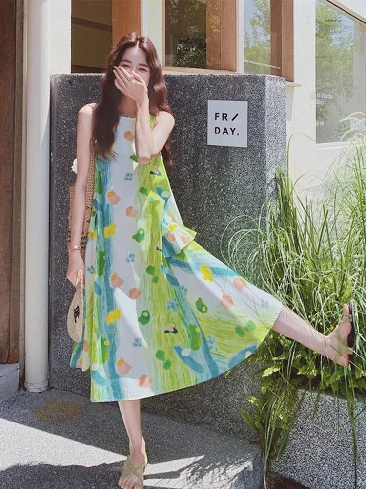 Sweet Print Beach Dress Women Loose Cute O Neck Fashion Midi Dress Summer Loose Sleeveless Female Ocean Holiday Ins Kawaii Dress
Sweet Print Beach Dress Women Loose Cute O Neck Fashion Midi Dress Summer Loose Sleeveless Female Ocean Holiday Ins Kawaii Dress
