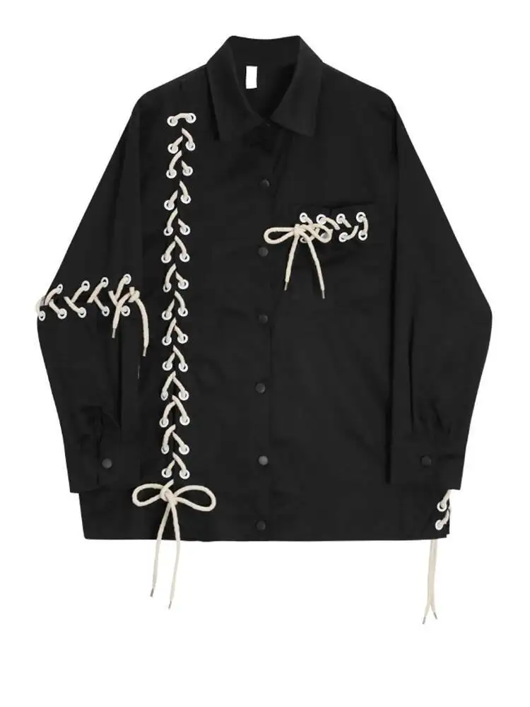 Black Bandage Design Women Big Size Casual Blouse New Lapel Long Sleeve Shirt Fashion Spring Autumn 2026 1D1O3
Black Bandage Design Women Big Size Casual Blouse New Lapel Long Sleeve Shirt Fashion Spring Autumn 2026 1D1O3