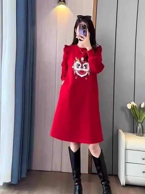 plus Size Autumn Winter Knitted Sweater Dress Patchwork Slimming Red Cartoon Lucky Year High Waist A-Line Skirt for plus Size...
plus Size Autumn Winter Knitted Sweater Dress Patchwork Slimming Red Cartoon Lucky Year High Waist A-Line Skirt for plus Size...