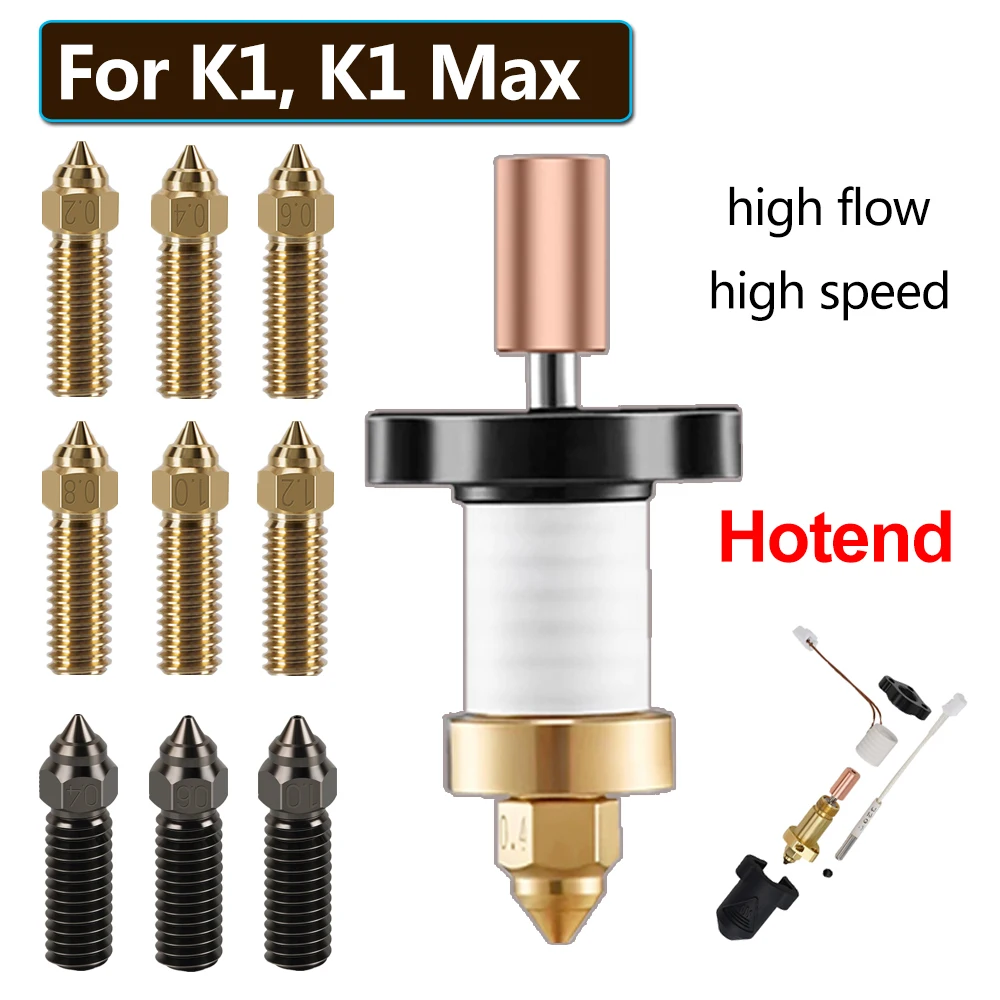 K1 Hotend Upgrade For Creality K1/K1 MAX Ceramic Heating Block Kit 300°C Extruder For Creality K1 3D Printer Accessories Nozzle
K1 Hotend Upgrade For Creality K1/K1 MAX Ceramic Heating Block Kit 300°C Extruder For Creality K1 3D Printer Accessories Nozzle