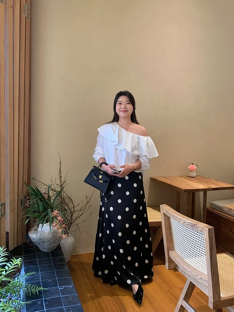 Lin Da Hui Polka Dot Midi Skirt Women's plus Size High Waist Slimming Vintage Large Size Long Skirt A-Line Casual Spring
Lin Da Hui Polka Dot Midi Skirt Women's plus Size High Waist Slimming Vintage Large Size Long Skirt A-Line Casual Spring