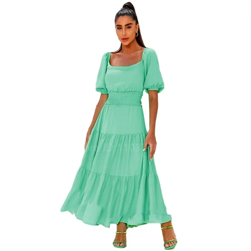 Maxi Dress Women Summer Casual Elegant Square Neck Short Sleeve Solid Office Beach Party Long Dresses Vestidos
Maxi Dress Women Summer Casual Elegant Square Neck Short Sleeve Solid Office Beach Party Long Dresses Vestidos