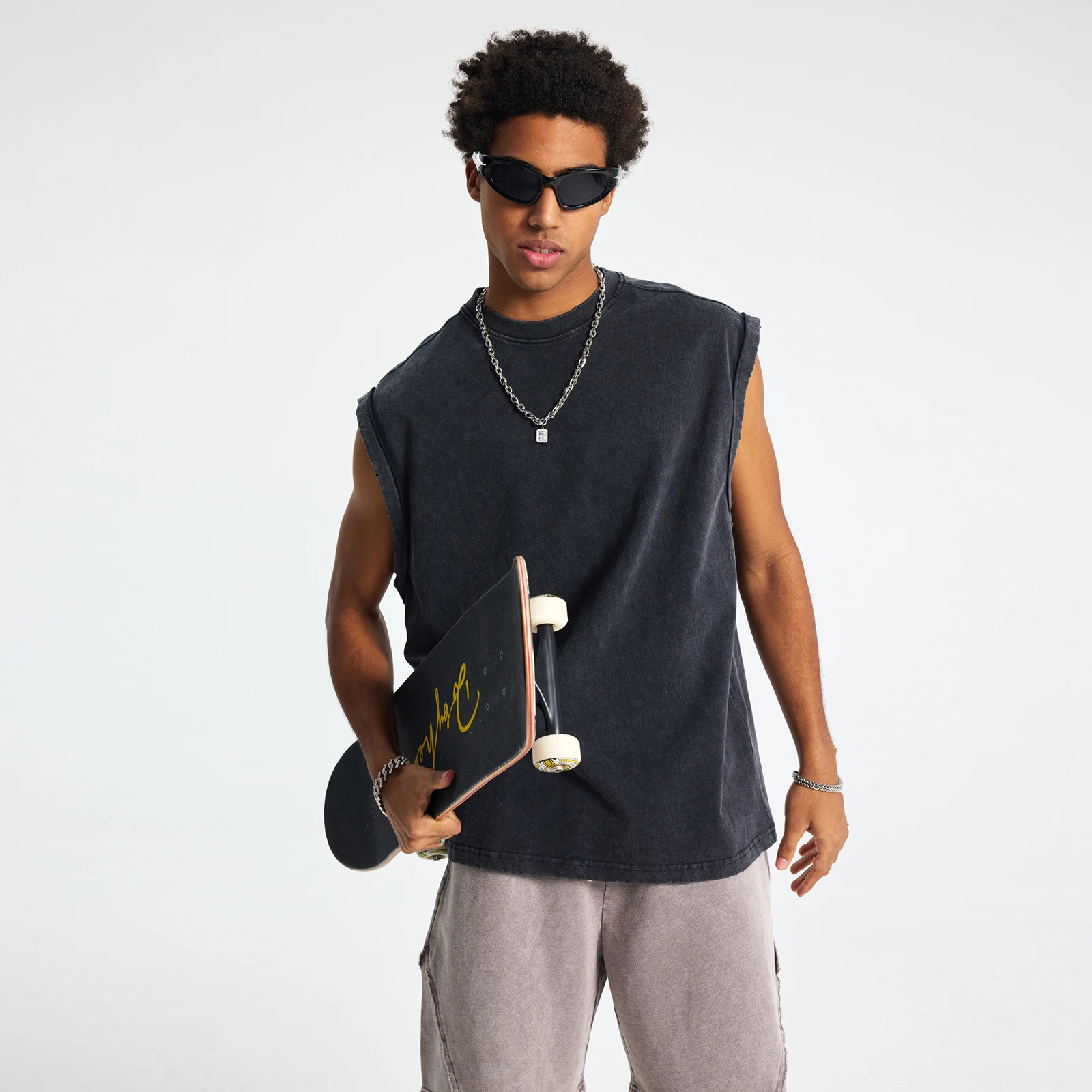 Vintage Wax Printed Edging Shoulder Washed Sleeveless T-shirt for Men Fashionable Oversized Vest Male Streetwear Sports Tshirts
Vintage Wax Printed Edging Shoulder Washed Sleeveless T-shirt for Men Fashionable Oversized Vest Male Streetwear Sports Tshirts