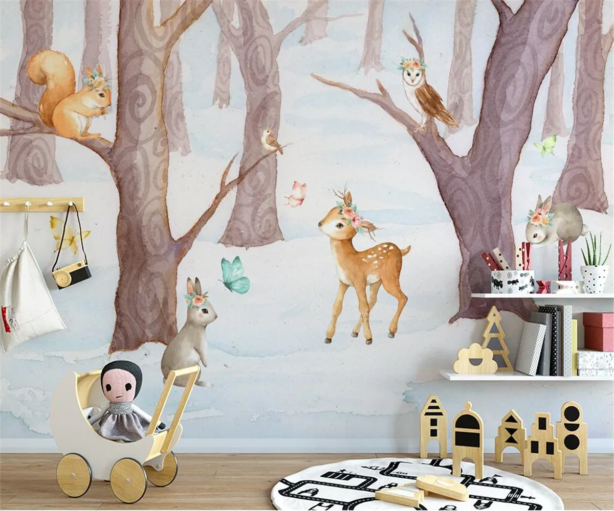 Custom wallpaper Nordic cartoon animal forest TV children's room background walls living room bedroom 3d wallpaper
Custom wallpaper Nordic cartoon animal forest TV children's room background walls living room bedroom 3d wallpaper