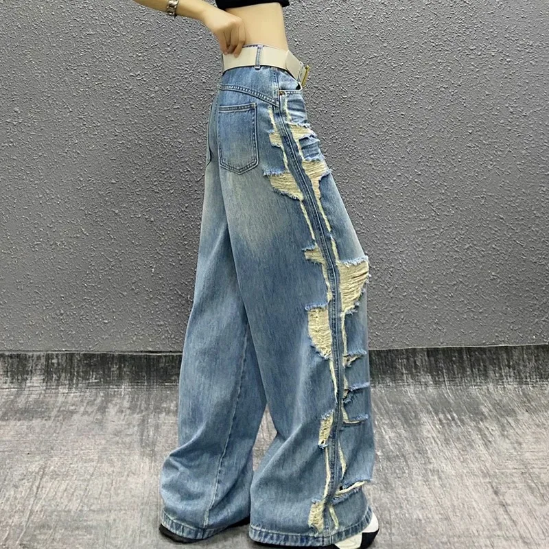 Hot Girl Casual Hole Jeans for Women's Spring High Waisted Loose Straight Leg Wide Leg Pants Fashion Female Clothes
Hot Girl Casual Hole Jeans for Women's Spring High Waisted Loose Straight Leg Wide Leg Pants Fashion Female Clothes