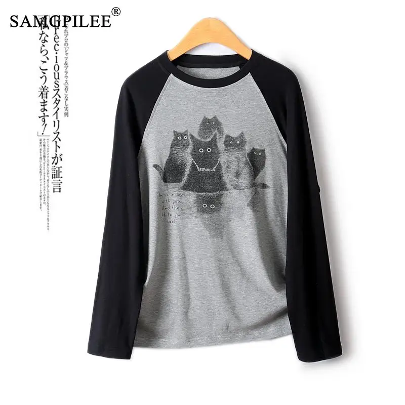 Sweet Cartoon Cat Pattern Color Block O Neck Long Sleeve Loose Y2k Top Dropped Shoulder Sleeve Casual Animal Women T-shirts 4XL
Sweet Cartoon Cat Pattern Color Block O Neck Long Sleeve Loose Y2k Top Dropped Shoulder Sleeve Casual Animal Women T-shirts 4XL