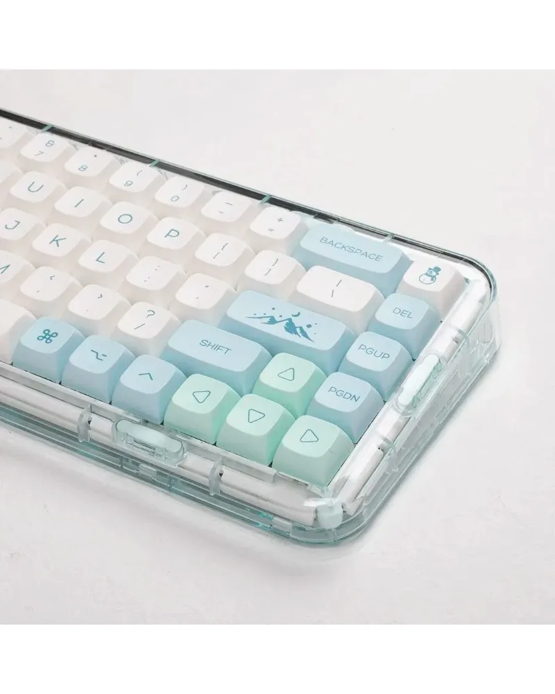 light blue mint green and white color block pbt dye sub keycaps full set oem profile for mechanical keyboards
light blue mint green and white color block pbt dye sub keycaps full set oem profile for mechanical keyboards