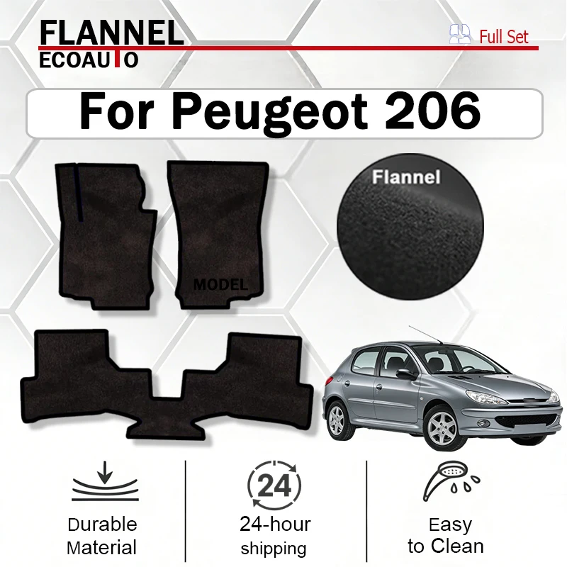 ECOAUTO Velour mats front for Peugeot 206 hatchback, SW, station wagon, CC, convertible (1998-2010) -Black
ECOAUTO Velour mats front for Peugeot 206 hatchback, SW, station wagon, CC, convertible (1998-2010) -Black