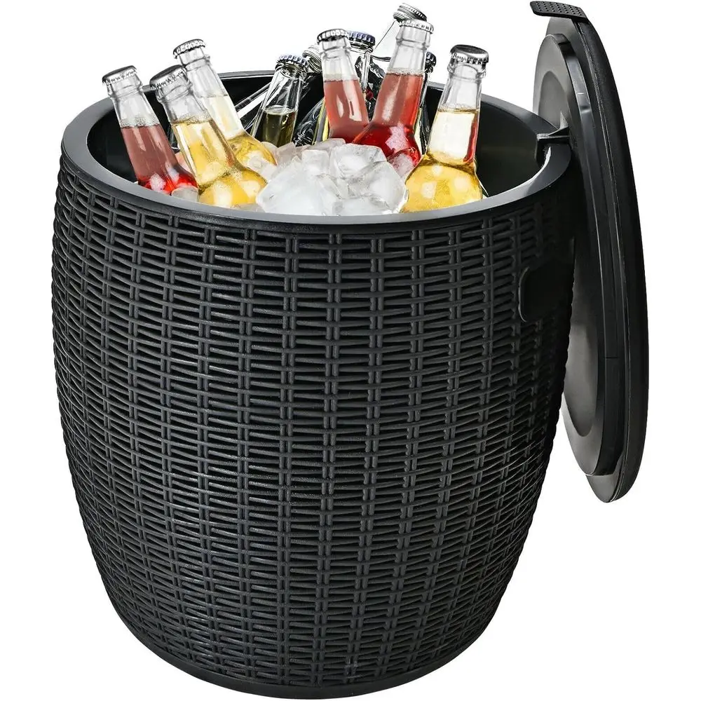 9.5ft Outdoor Wicker Ice-Cool Bar Table with Bucket, Side Handles, and Lid for Patio, Poolside Parties
9.5ft Outdoor Wicker Ice-Cool Bar Table with Bucket, Side Handles, and Lid for Patio, Poolside Parties