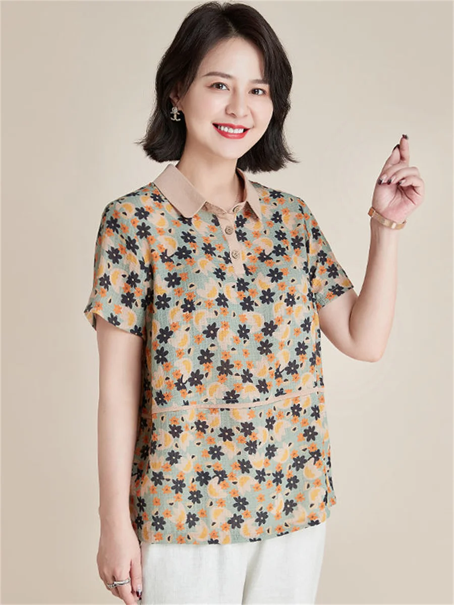 5XL Women Spring Summer Blouses Shirts Lady Fashion Casual Short Sleeve Turn-down Collar Flower Printing Blusas Tops TT2403
5XL Women Spring Summer Blouses Shirts Lady Fashion Casual Short Sleeve Turn-down Collar Flower Printing Blusas Tops TT2403
