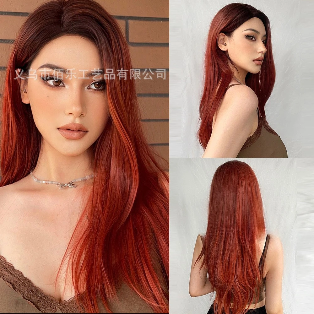 New European and American hot-selling red gradual change medium length straight hair, matte high temperature silk
New European and American hot-selling red gradual change medium length straight hair, matte high temperature silk