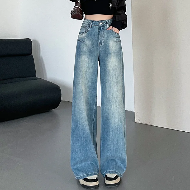 Spring and Autumn Fashion Crack Loose Denim Wide-leg Pants, Design Sense of Elastic Narrow Version of Straight Leg Jeans Women
Spring and Autumn Fashion Crack Loose Denim Wide-leg Pants, Design Sense of Elastic Narrow Version of Straight Leg Jeans Women