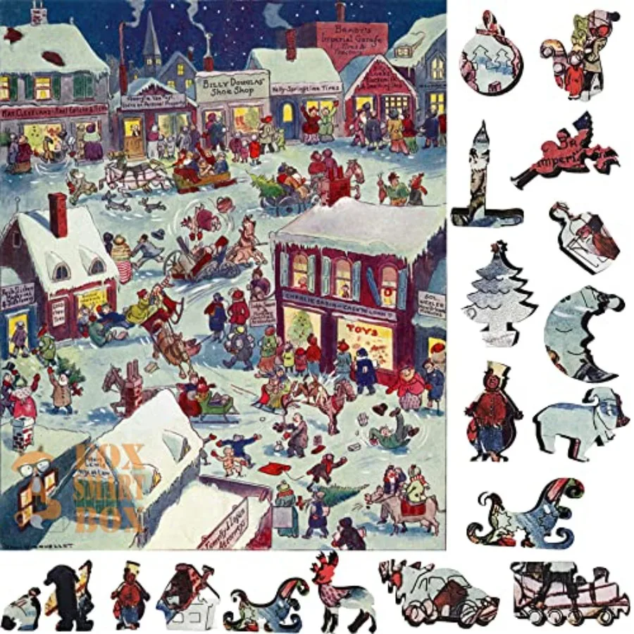 Wooden Jigsaw Puzzle for Adults - Uniquely Shaped Pieces - Made in the Usa by - 263 Pieces - Christmas Eve at Yapp's Crossing
Wooden Jigsaw Puzzle for Adults - Uniquely Shaped Pieces - Made in the Usa by - 263 Pieces - Christmas Eve at Yapp's Crossing