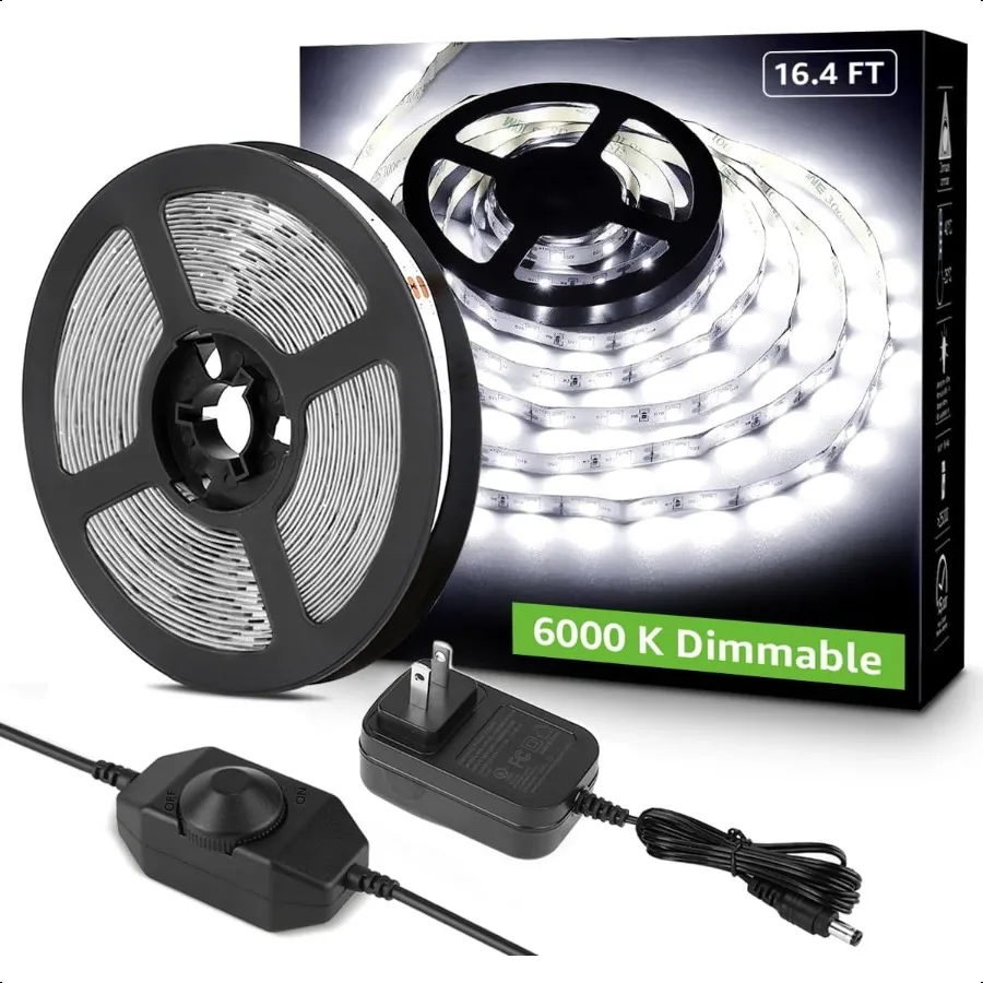 LED Strip Light White 16.4ft Dimmable Vanity Lights 6000K Super Bright LED Tape Lights 300 LEDs 2835 Strong 3M Adhesive Suitabl
LED Strip Light White 16.4ft Dimmable Vanity Lights 6000K Super Bright LED Tape Lights 300 LEDs 2835 Strong 3M Adhesive Suitabl