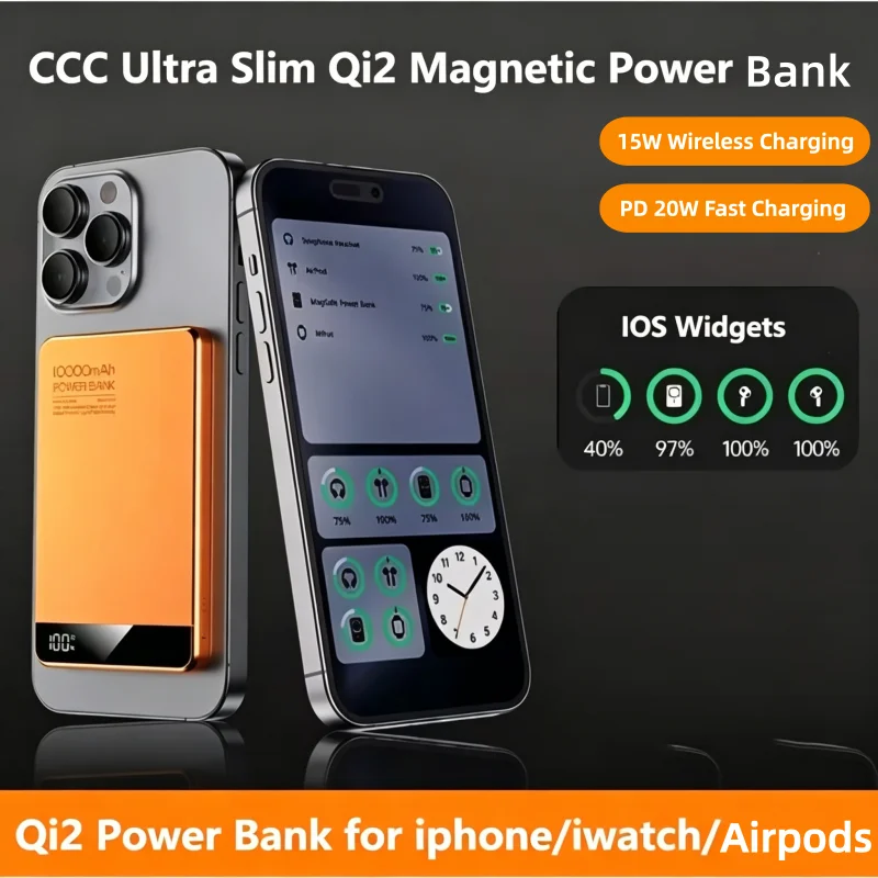 Qi2 3 in1 for Magsafe Power Bank Slim Magnetic Wireless 22.5W Fast Charging Portable Powerbank For iPhone 17 Apple Watch Airpods
Qi2 3 in1 for Magsafe Power Bank Slim Magnetic Wireless 22.5W Fast Charging Portable Powerbank For iPhone 17 Apple Watch Airpods