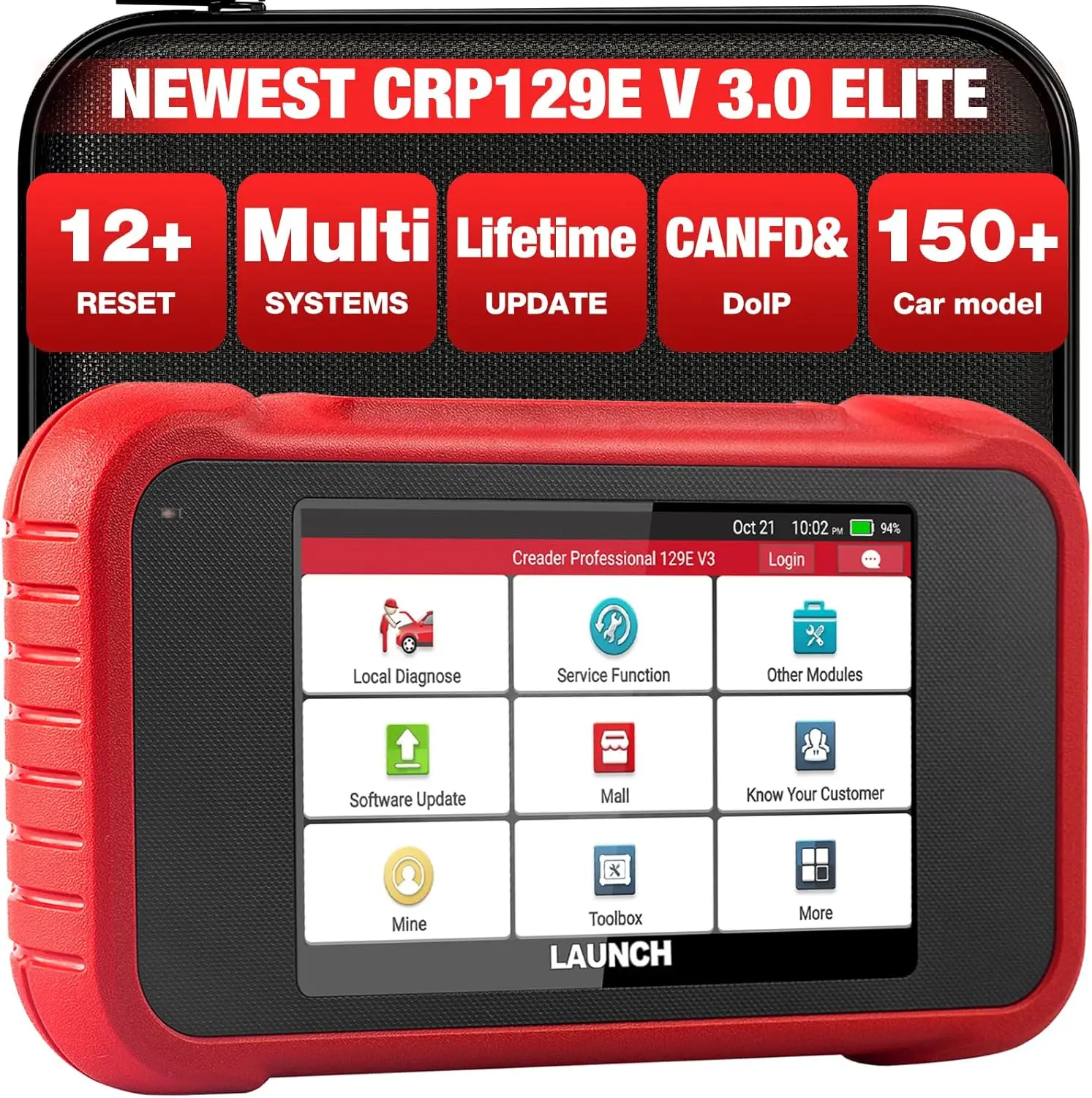 LAUNCH CRP129E V3.0 OBD2 Scanner 4 System Engine ABS SRS AT 12+ Resets DPF TPMS SAS Oil CAN FD DOIP Lifetime Free Update
LAUNCH CRP129E V3.0 OBD2 Scanner 4 System Engine ABS SRS AT 12+ Resets DPF TPMS SAS Oil CAN FD DOIP Lifetime Free Update