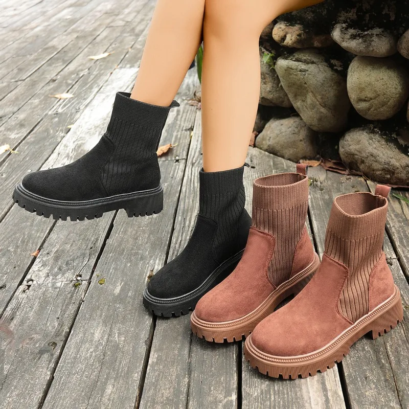 2025 Simple and comfortable hot selling Knitted Sock Boots Women's Fashion Thick Heel Boots round Toe Anti-Slip Winter Boots
2025 Simple and comfortable hot selling Knitted Sock Boots Women's Fashion Thick Heel Boots round Toe Anti-Slip Winter Boots