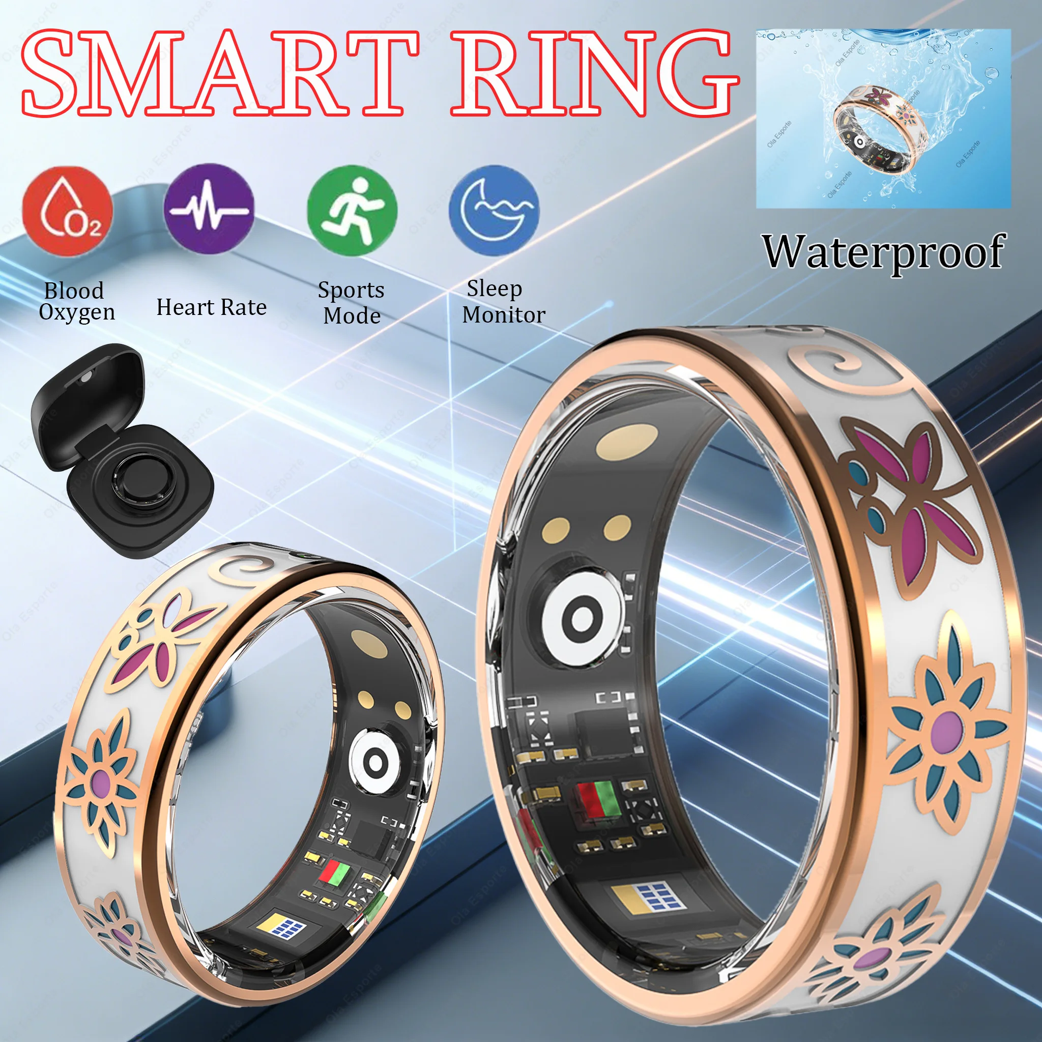 High-end Fashion Smart Ring Heart Rate, Blood Oxygen Blood Pressure Sleep Health Monitor Sports Waterproof Pedometer Smartring
High-end Fashion Smart Ring Heart Rate, Blood Oxygen Blood Pressure Sleep Health Monitor Sports Waterproof Pedometer Smartring