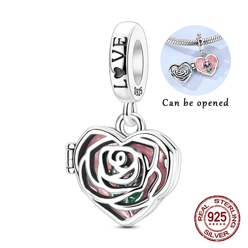925 Sterling Silver Openable Locket Filigreed Rose Design Charm Pendant Fit Original Charm Bracelets Women DIY Jewelry Gift
925 Sterling Silver Openable Locket Filigreed Rose Design Charm Pendant Fit Original Charm Bracelets Women DIY Jewelry Gift
