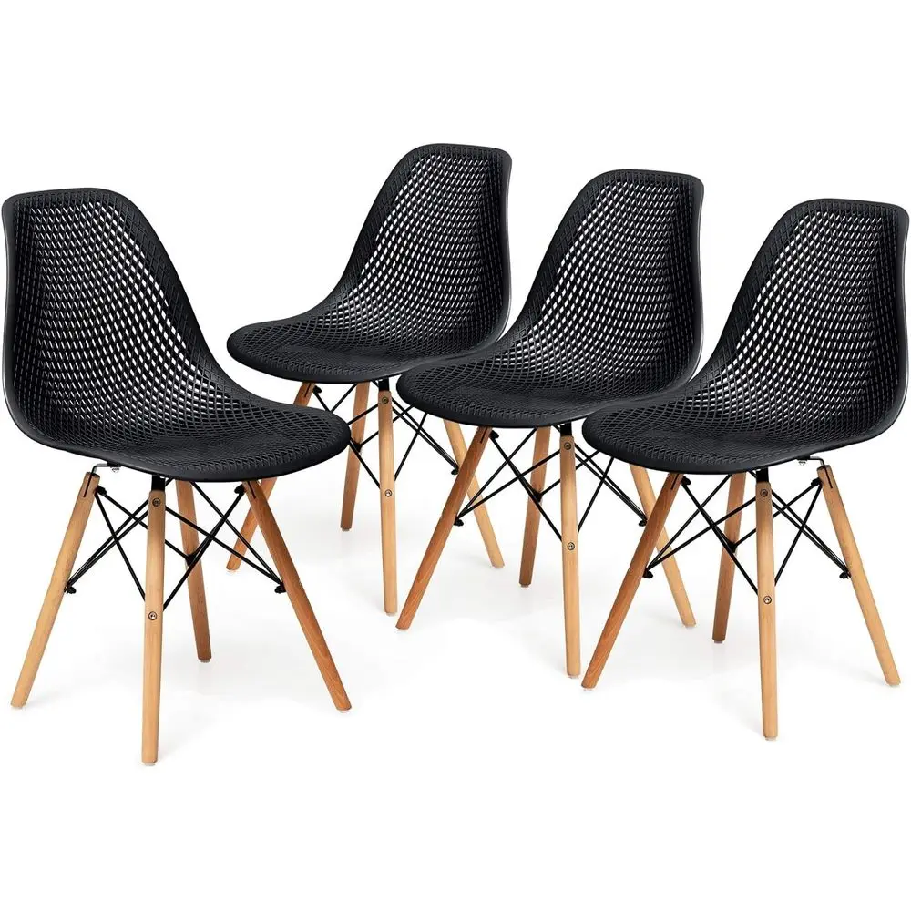 Mesh Design Outdoor Indoor PP Shell Lounge Side Chairs with Wooden Legs, Suitable for Dining and Kitchen, Black
Mesh Design Outdoor Indoor PP Shell Lounge Side Chairs with Wooden Legs, Suitable for Dining and Kitchen, Black