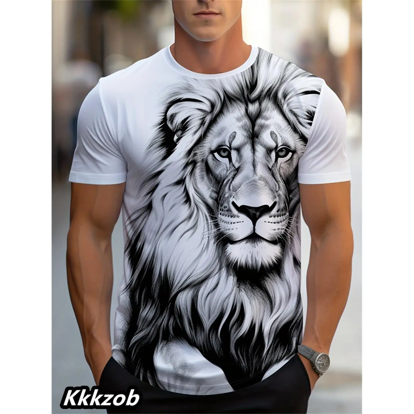 Mens Lion Print Short Sleeve Crew Neck T-Shirt Soft Breathable Casual Wear Outdoor Activities Summer Essential Clothing Tshirts
Mens Lion Print Short Sleeve Crew Neck T-Shirt Soft Breathable Casual Wear Outdoor Activities Summer Essential Clothing Tshirts