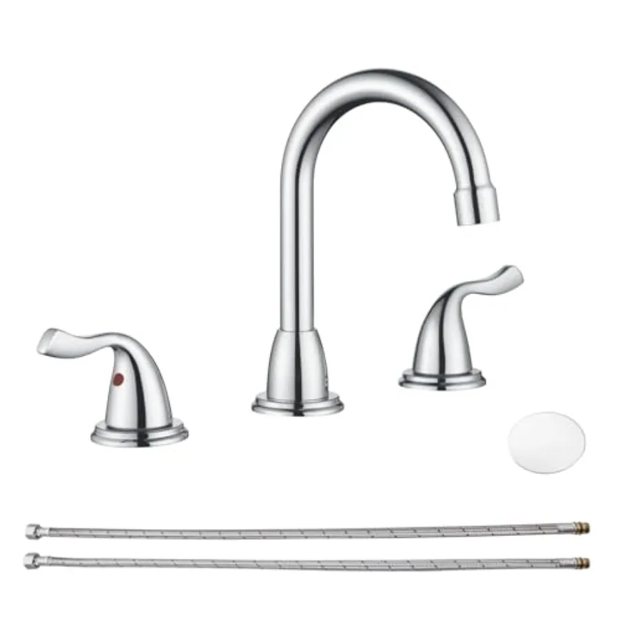 Bathroom Faucets for Sink 3 Hole 8 inch Widespread Bathroom Sink Faucet with Drain Double Lever Handle Faucet Bathroom Vanity F
Bathroom Faucets for Sink 3 Hole 8 inch Widespread Bathroom Sink Faucet with Drain Double Lever Handle Faucet Bathroom Vanity F