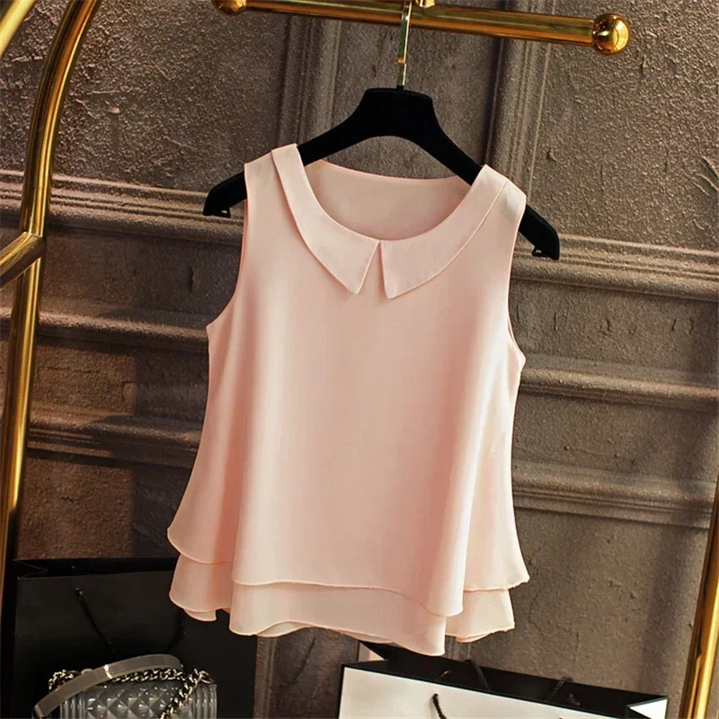 Women's Blouses 2022 New Sleeveless Peter Pan Collar Shirt for Women Chiffon Blouse Summer Casual Oversized 5XL Female Tops
Women's Blouses 2022 New Sleeveless Peter Pan Collar Shirt for Women Chiffon Blouse Summer Casual Oversized 5XL Female Tops