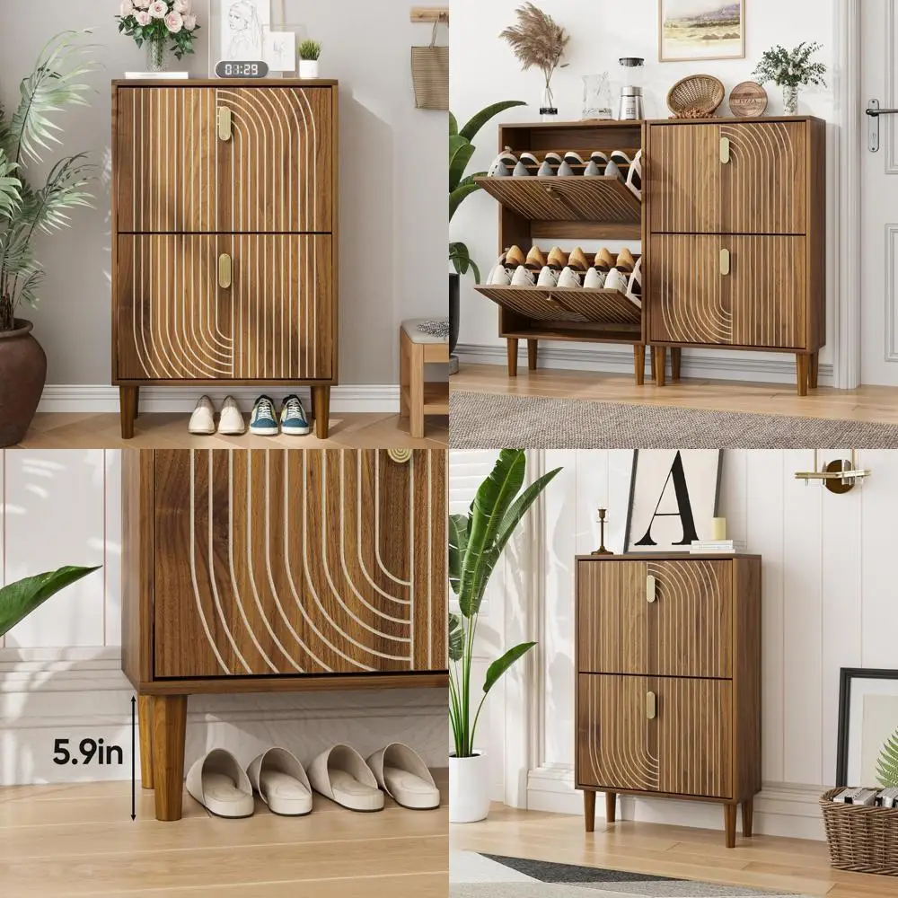 Современный шкаф для обуви с двойными откидными ящиками и золотыми ручками для экономичного хранения в прихожей
Современный шкаф для обуви с двойными откидными ящиками и золотыми ручками для экономичного хранения в прихожей