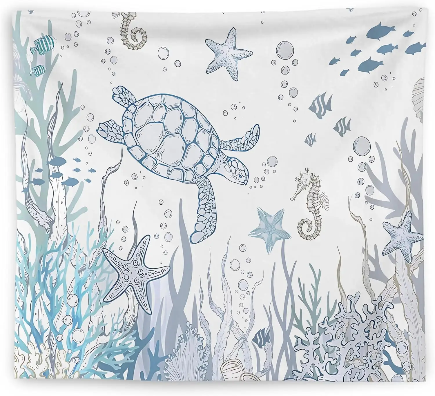 Sea Turtle Starfish Seahorse Coral Under the Sea Tapestry Wall Hanging, Ocean Room Decor, Nautical Coastal Wall Blanket Decor
Sea Turtle Starfish Seahorse Coral Under the Sea Tapestry Wall Hanging, Ocean Room Decor, Nautical Coastal Wall Blanket Decor