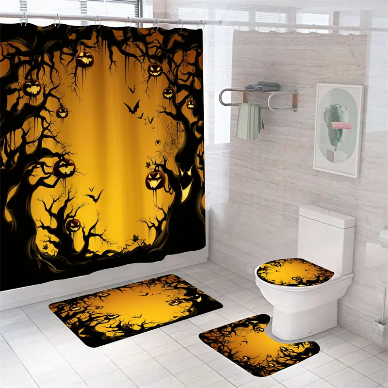 Halloween Shower Curtain Cartoon PumpkinTree Bath Mat Set Waterproof Bath Curtains Mildewproof Toilet Rugs Eco-Friendly Carpets
Halloween Shower Curtain Cartoon PumpkinTree Bath Mat Set Waterproof Bath Curtains Mildewproof Toilet Rugs Eco-Friendly Carpets