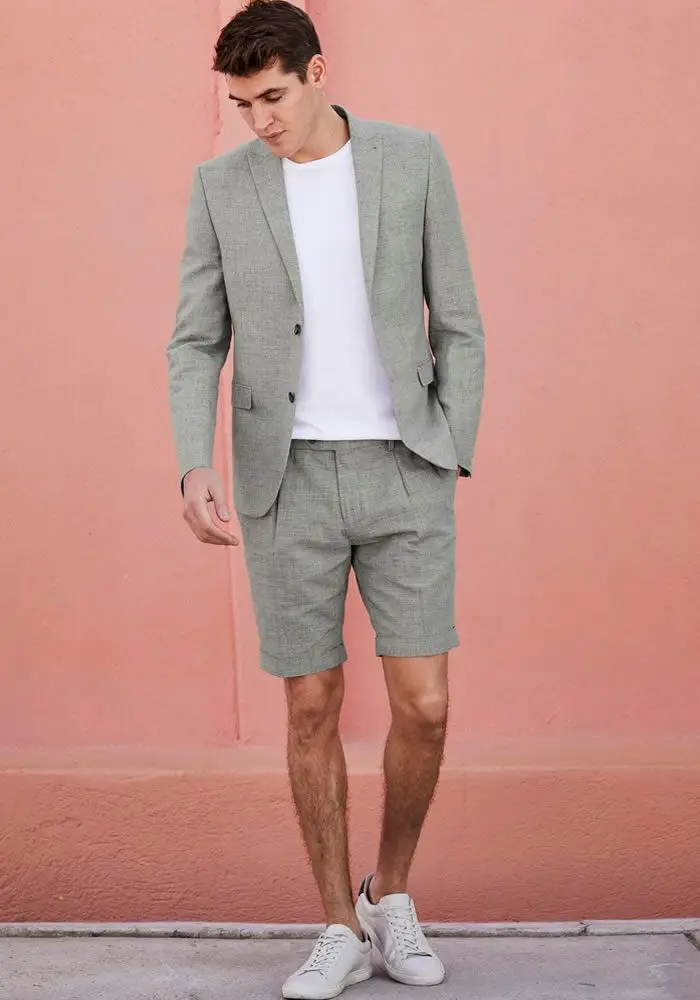 Gwenhwyar Hot Sell Men's Grey Short Pants Suit Fit 2 Pieces Formal Wedding Groom Bestmen Custom Tuxedo Men Banquet Party Blazer
Gwenhwyar Hot Sell Men's Grey Short Pants Suit Fit 2 Pieces Formal Wedding Groom Bestmen Custom Tuxedo Men Banquet Party Blazer
