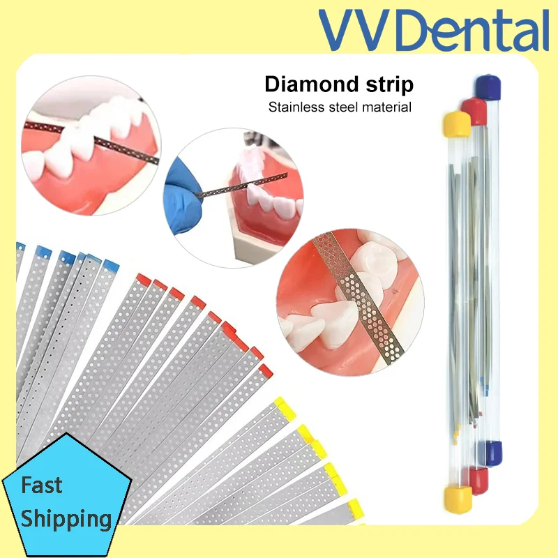 10PC VVDental Stainless Steel Dental Diamond Finishing Strips Ortho IPR Strip Medium Fine Extra Fine Single Composite Polish
10PC VVDental Stainless Steel Dental Diamond Finishing Strips Ortho IPR Strip Medium Fine Extra Fine Single Composite Polish