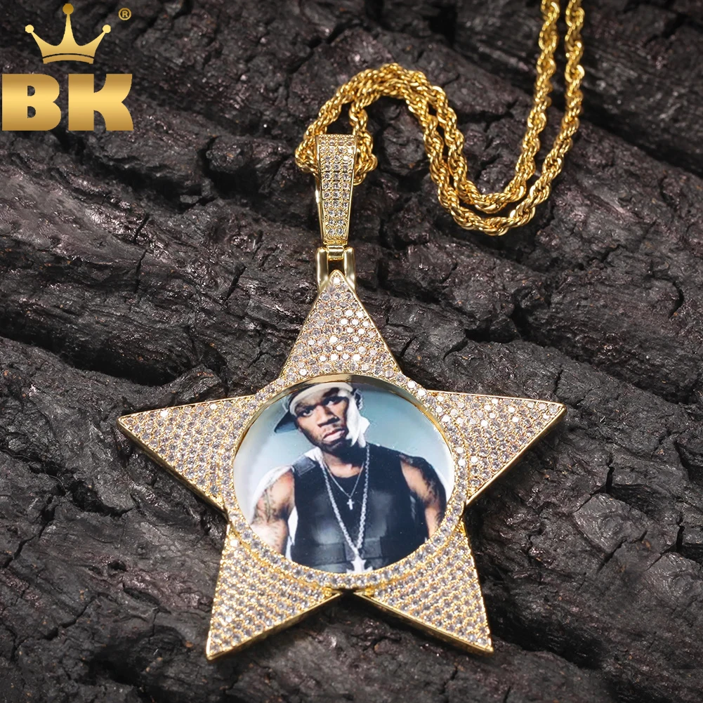 TBTK Hiphop Five Pointed Star Pendant Custom Photo Frame Iced Out CZ DIY Fashion Memory Jewelry For Men And Women
TBTK Hiphop Five Pointed Star Pendant Custom Photo Frame Iced Out CZ DIY Fashion Memory Jewelry For Men And Women