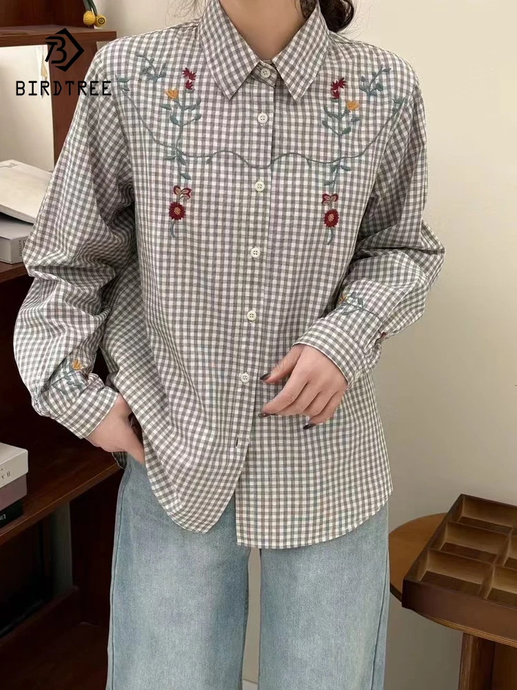 Новинка 2025, осенняя хлопковая рубашка с длинными рукавами, женская рубашка с отложным воротником и клетчатой вышивкой, свободная блузка во французском стиле ретро Mori Girl T58027CC
Новинка 2025, осенняя хлопковая рубашка с длинными рукавами, женская рубашка с отложным воротником и клетчатой вышивкой, свободная блузка во французском стиле ретро Mori Girl T58027CC