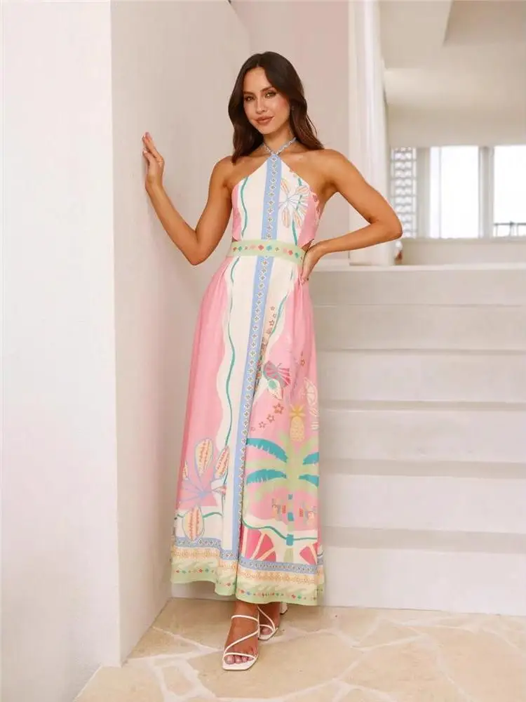 Sexy Strapless Long Dress Women's Neck Hanging Sexy Belted Backless Sleeveless Dress Cleanfit Print Midi A-Line Loose Fit Casual
Sexy Strapless Long Dress Women's Neck Hanging Sexy Belted Backless Sleeveless Dress Cleanfit Print Midi A-Line Loose Fit Casual