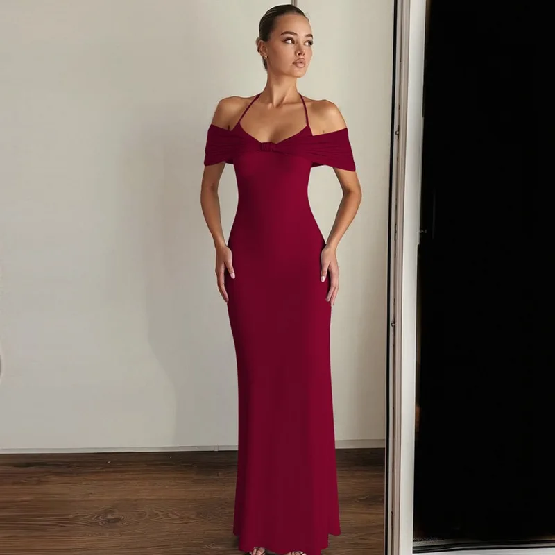 Tornova One Shoulder Halter Slim Dress For Women Lace Up Mesh Splice Long Dress Elegant Banquet Sexy Dress Sleeveless Female
Tornova One Shoulder Halter Slim Dress For Women Lace Up Mesh Splice Long Dress Elegant Banquet Sexy Dress Sleeveless Female