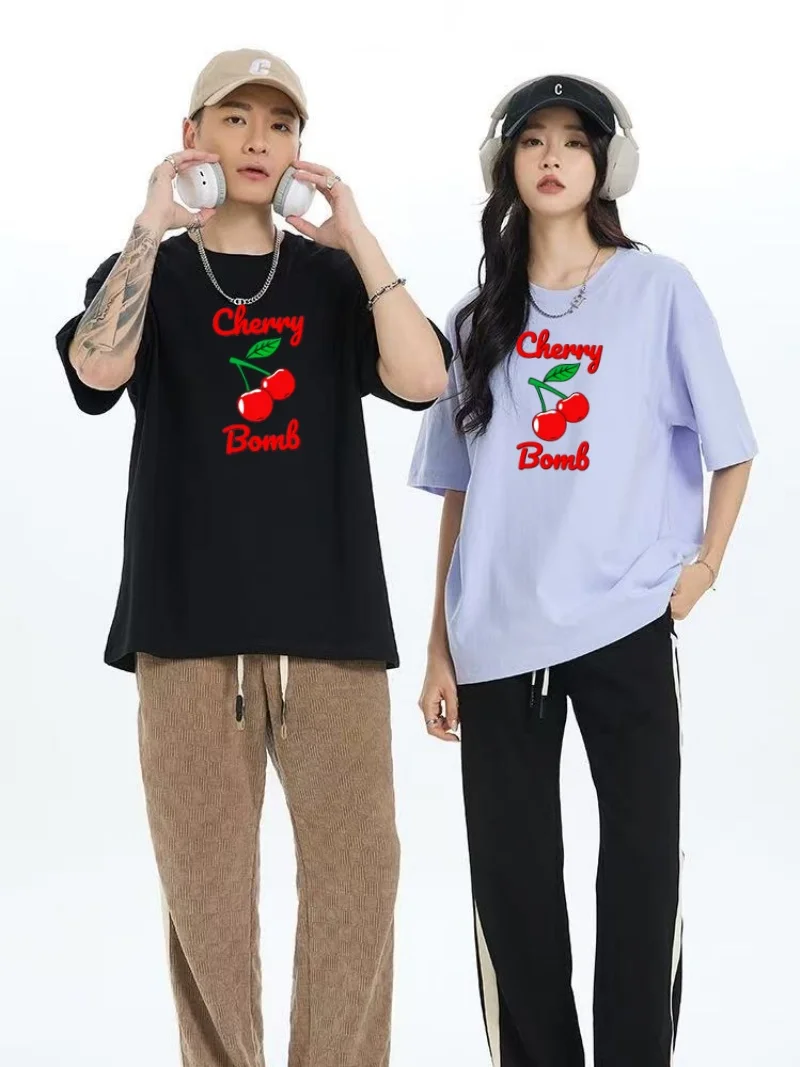 Summer new cherry pattern design printed T-shirt short sleeved street trend men's and women's cotton casual round neck top
Summer new cherry pattern design printed T-shirt short sleeved street trend men's and women's cotton casual round neck top