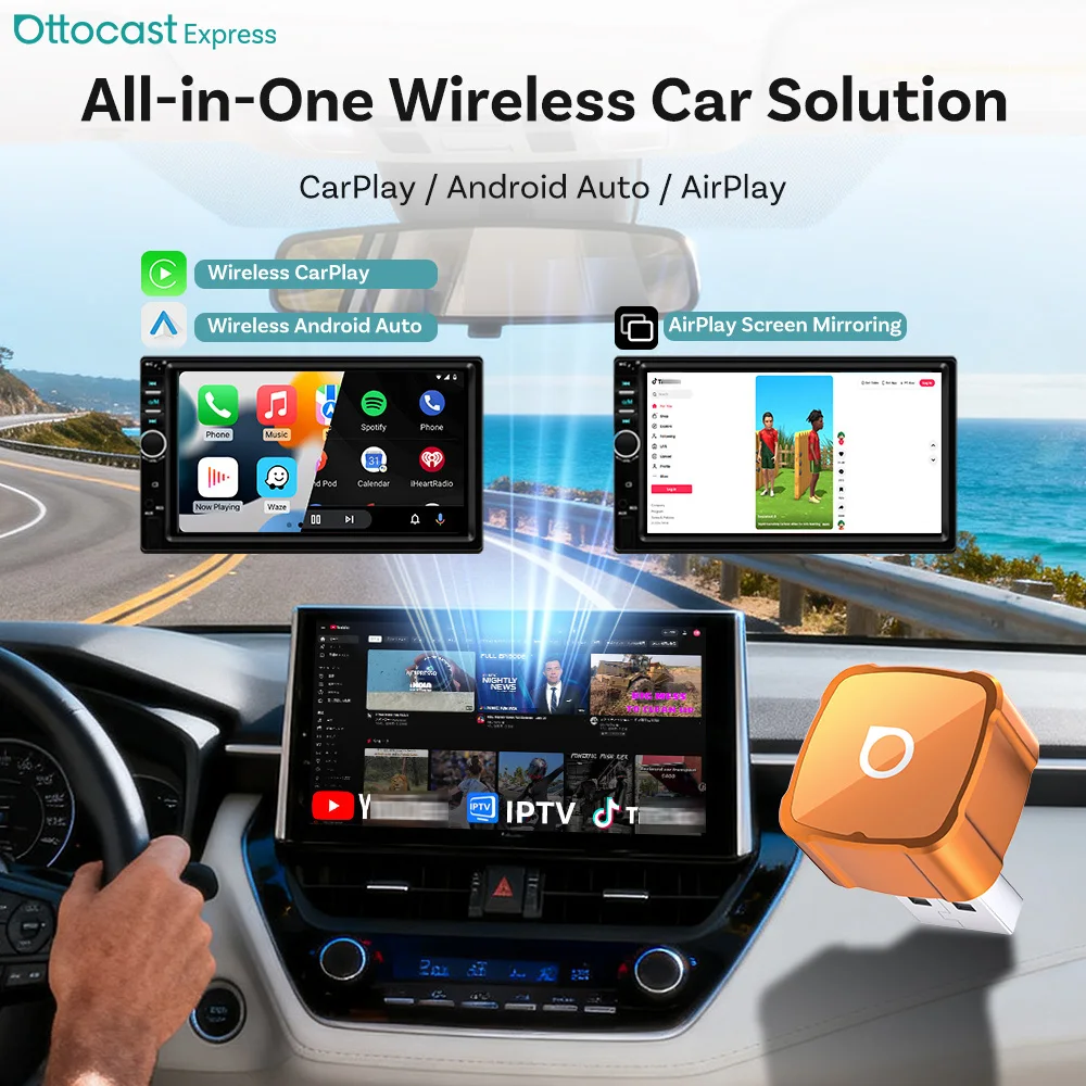 OTTOCAST Mini Air Wireless CarPlay Adapter with iOS Screen Mirroring Mini Plug & Play Dongle, Fast Auto Reconnect For Toyota
OTTOCAST Mini Air Wireless CarPlay Adapter with iOS Screen Mirroring Mini Plug & Play Dongle, Fast Auto Reconnect For Toyota