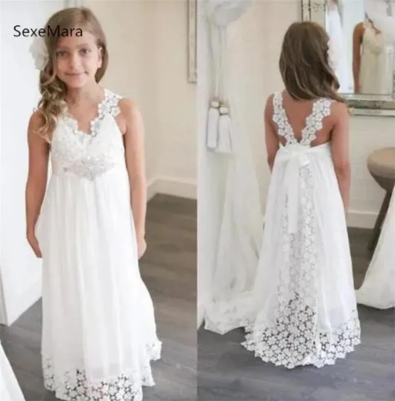 White Boho Flower Girl Dresses For Weddings V Neck Lace Girls Wedding Party Dress Princess Birthday Gown
White Boho Flower Girl Dresses For Weddings V Neck Lace Girls Wedding Party Dress Princess Birthday Gown