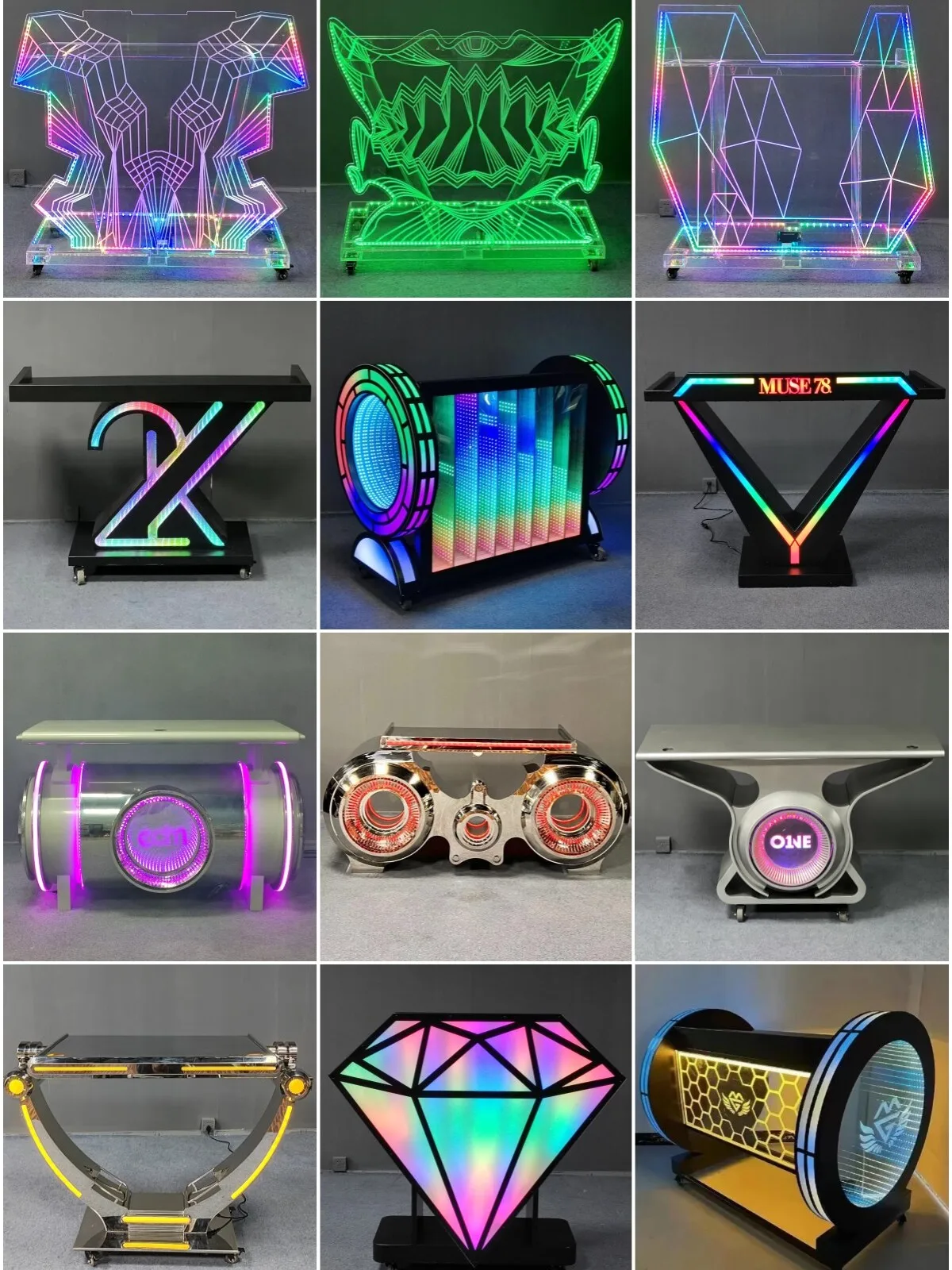 Bar stainless steel DJ station KTV party private room Iron art acrylic light disc club LED mobile disc
Bar stainless steel DJ station KTV party private room Iron art acrylic light disc club LED mobile disc