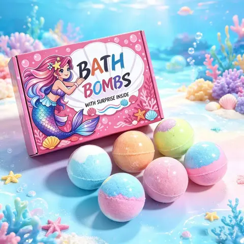 12pcs 60g Safe Natural Kids Bath Fizzies Surprise Hidden Toy Bubble Fizzy Ball Fun Bathtime Play Gift Set for Child