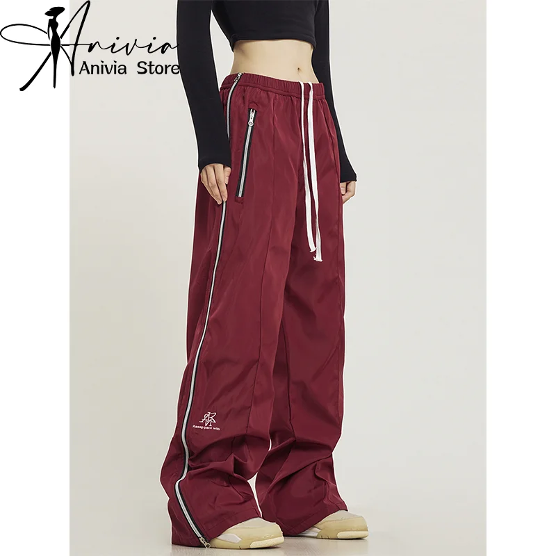 Y2K Pant Women Drawstring Pockets Wide Leg Chic Punk Pants Baggy Striped Sports Sweatpants Parachute Jogger Trousers Red/Black
Y2K Pant Women Drawstring Pockets Wide Leg Chic Punk Pants Baggy Striped Sports Sweatpants Parachute Jogger Trousers Red/Black