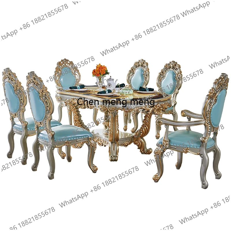 Обеденный стол и стулья из цельного дерева длиной 1,8 метра, овальной формы, класса люкс, цвета шампань, с синей кожаной отделкой.
Обеденный стол и стулья из цельного дерева длиной 1,8 метра, овальной формы, класса люкс, цвета шампань, с синей кожаной отделкой.