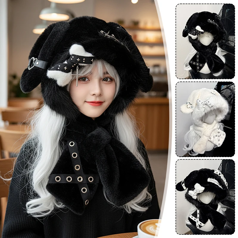 2 In 1 Plush Scarf Warm Hat Women's Winter Ear Cap Japanese Subculture Hat Gothic Harajuku Punk Lolita Rabbit Ear Hat Kawaii
2 In 1 Plush Scarf Warm Hat Women's Winter Ear Cap Japanese Subculture Hat Gothic Harajuku Punk Lolita Rabbit Ear Hat Kawaii