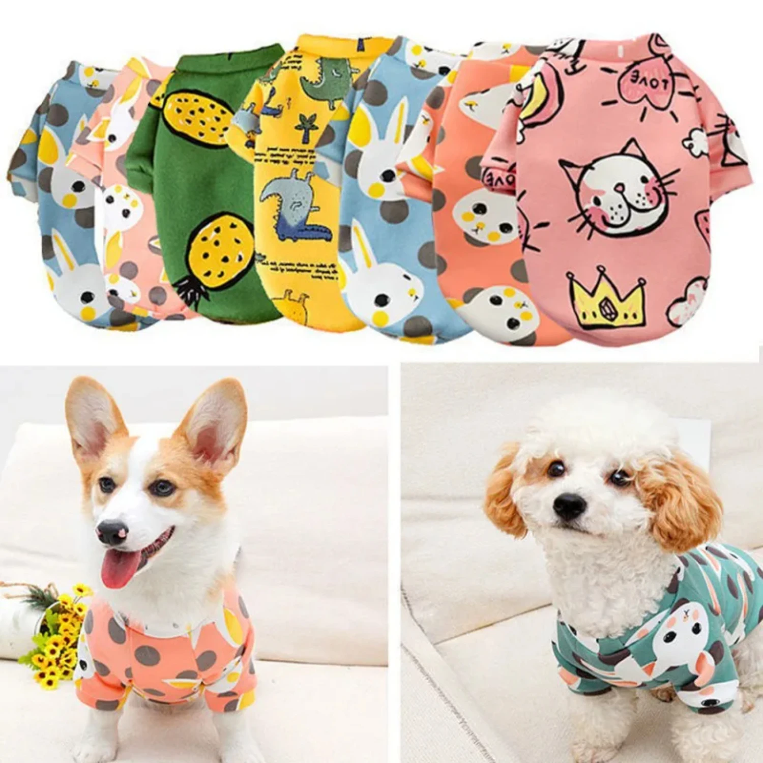 Cute Cartoon Printed Cotton Pet Costume for Dogs and Cats - Soft Pullover Sweatshirt Clothing Outfits for Pets
Cute Cartoon Printed Cotton Pet Costume for Dogs and Cats - Soft Pullover Sweatshirt Clothing Outfits for Pets