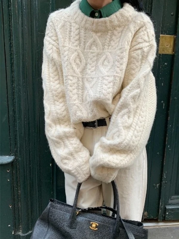 Ladies' Heavyweight Thi Needle Knit Sweater ort Loose Winter Top Overhead round Ne Long Sve White irt Commute Sle
Ladies' Heavyweight Thi Needle Knit Sweater ort Loose Winter Top Overhead round Ne Long Sve White irt Commute Sle