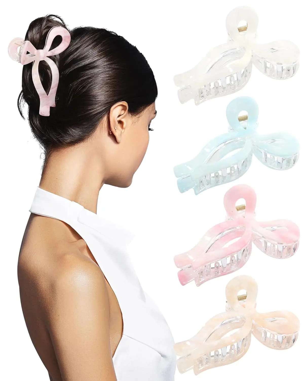 4 PCS Large Acrylic Bow Hair Clips for Women, Cute Claw Clip for Thick or Long Hair
4 PCS Large Acrylic Bow Hair Clips for Women, Cute Claw Clip for Thick or Long Hair