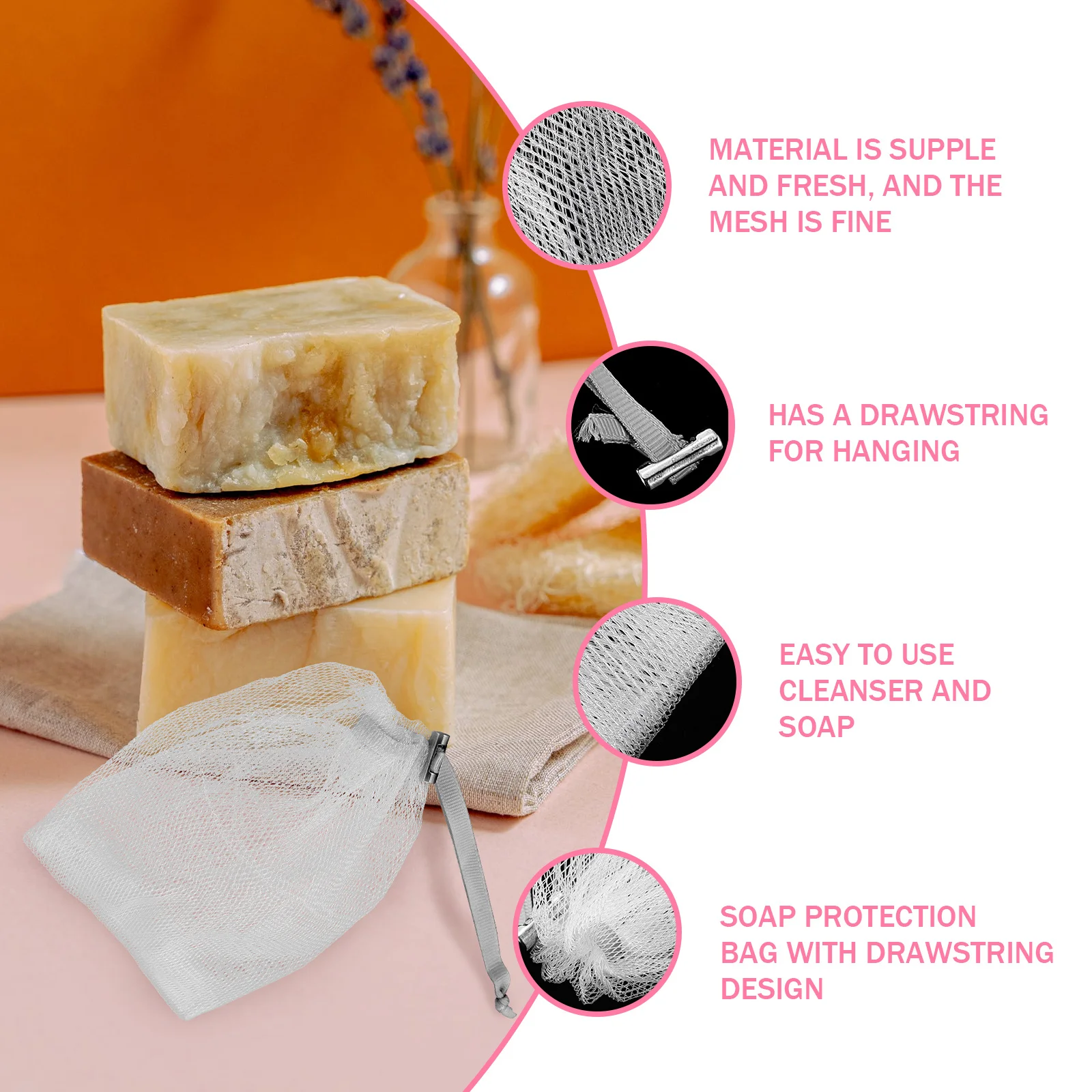 8Pcs Soap Net Bags Facial Cleansing Meshes Drawstring Pouch Exfoliating Mesh Bag Face Cleaning Foaming Net Exfoliating Meshes
8Pcs Soap Net Bags Facial Cleansing Meshes Drawstring Pouch Exfoliating Mesh Bag Face Cleaning Foaming Net Exfoliating Meshes