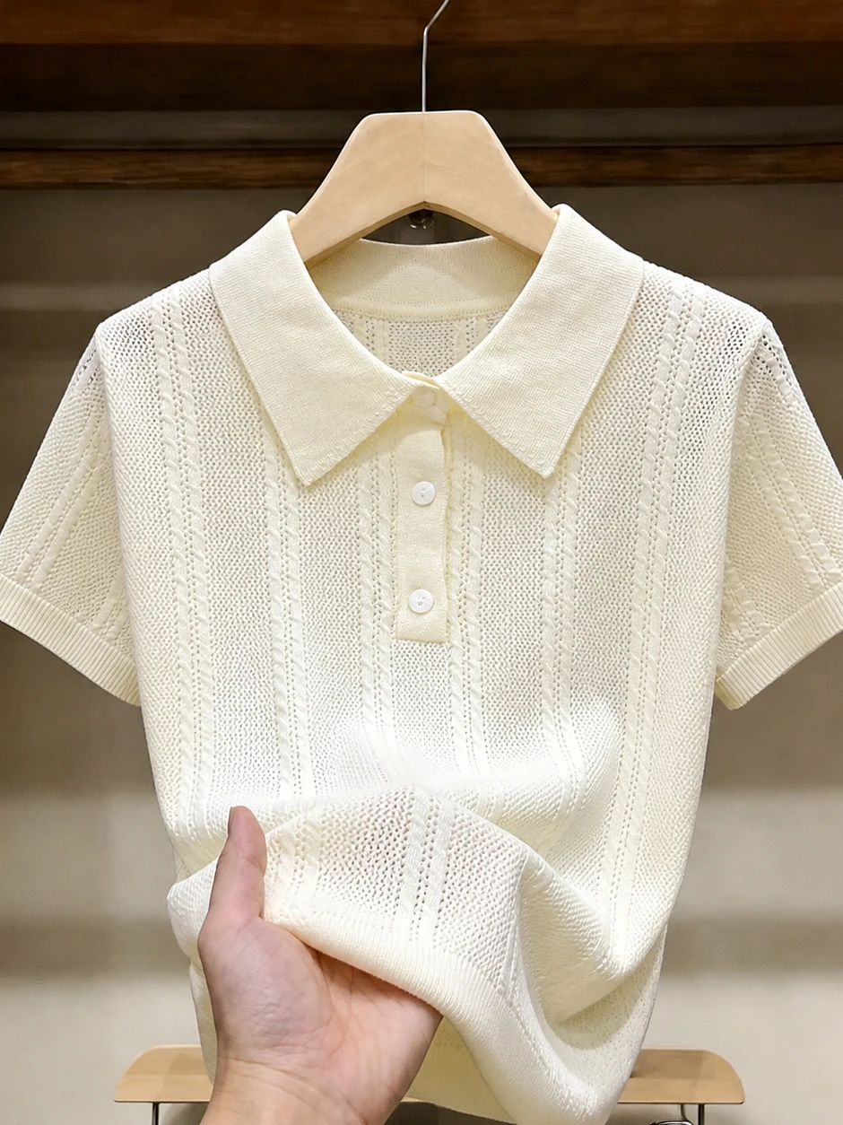 Elegant Short Sleeve Neck Knitted Sweater Women's Simple Color Overhead Half Open Front Summer Fashion Korean Style
Elegant Short Sleeve Neck Knitted Sweater Women's Simple Color Overhead Half Open Front Summer Fashion Korean Style