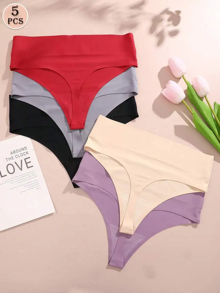 5 Pcs Women High Waisted Seamless Comfortable Thong Panties
5 Pcs Women High Waisted Seamless Comfortable Thong Panties